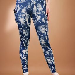 POOJARAN SAREE Printed High-Rise Yoga Tights-image-47