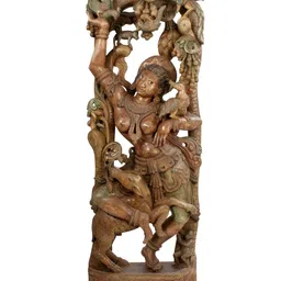 Exotic India Brown Shakuntala Wooden Religious Idol Showpiece-image-37