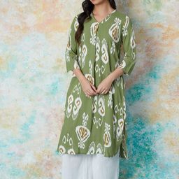 Melange by Lifestyle Women Printed Cold-Shoulder Sleeves Gotta Patti Kurta-image-15