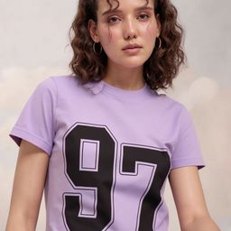 Outzidr Women Varsity Printed Round Neck Cotton T-shirt-picture-42