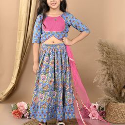 Sangria Girls Printed Lehenga With Choli & Dupatta-picture-13