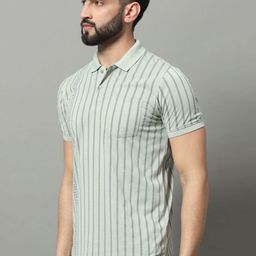 OGEN Men Striped Polo Collar Pockets T-shirt-image-96