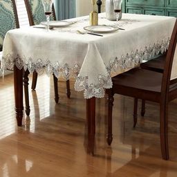 TANLOOMS Beige Anti-Skid 6 Seater Table Cover-picture-2