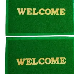 AMRO BEAUTILITY NEEDS Set Of 2 Green Anti-Skid Waterproof Doormats-49