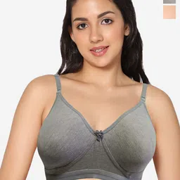 In Care Women Pack of 2 Full Coverage Non Padded Cotton Seamless T-shirt Bra-image-69