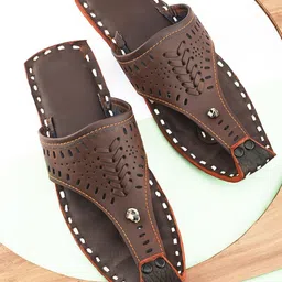 Apratim Men Ethnic Ballerinas with Laser Cuts Flats-image-4