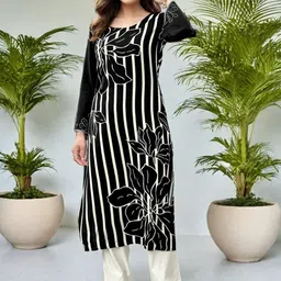 SZN Women Floral Striped Daily Straight Kurta-picture-28