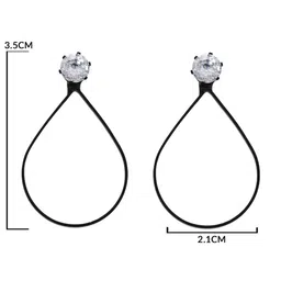 I Jewels Artificial Stones Studded Teardrop Shaped Dangle Drop Earring image 3