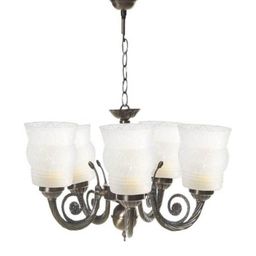 Somil Antique 5-Light Chandelier with Glass Shades, White Lighting Effect, Metal Fitting. LED Compatible. Dia: 42 X 42 X 100 Cm.-image-84