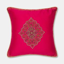 Fabindia Naisha Pink & Green Ethnic Motifs Cotton Square Cushion Covers-picture-20