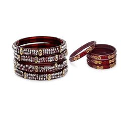 SOMIL Set of 8 Maroon Alloy Bangles-image-72