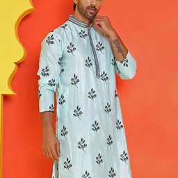Jompers Men Floral Embroidered Chikankari Floral Kurta-picture-22