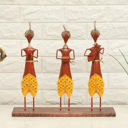 vedas Mystical Indian Brown & Yellow Printed F-Iris Musician Dolls Showpiece-image-51