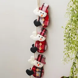 eCraftIndia Red Snowman Climbing on Rope MERRY CHRISTMAS Wall Hanging-53