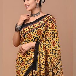Crafts Moda Hand Block Printed Mulmul Cotton Saree-picture-20