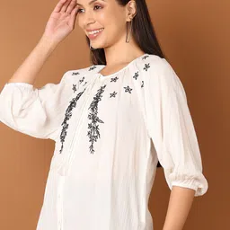 V-Mart Floral Embroidered Thread Work Pure Cotton Kurti-picture-47