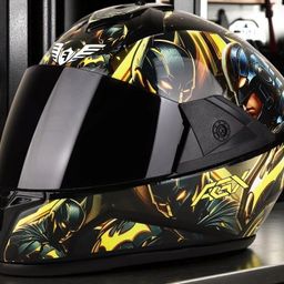 Fighter Bat-Man HD Graphics with Anti UV PC Visor ABS Material Unisex (NN-1) Motorbike Helmet-image-84