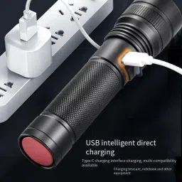 finaro Metal Led Light Long Range 1000 Meter|1 Km High Power Zoomable & Type-C Cable Torch image 3