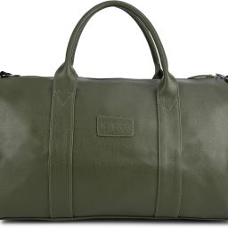 30 L Hand Duffel Bag - Faux Leather Stylish Weekend travel Duffle bag - Green - Regular Capacity-image-18