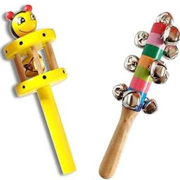 Wooden Rattles Toys for Baby/New-Born Infant Kids(Pack of 2)Multicolor Rattle-11