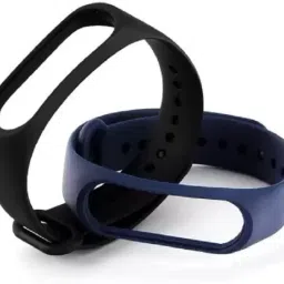 AUDICE Combo pack of 2 Silicone Straps for models Xiaomi Mi Band 4 and Mi Band 3, ( Black + Blue colors )(Device not included) Smart Band Strap (Mullti Color) Smart Band Strap-6