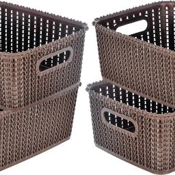 Plastic Multiuses Large M 20 Plastic Tray/Basket/Organizer Without Lid-Pack of 4 (Brown) Storage Basket-image-24