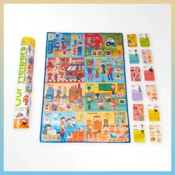 Educational Our Helpers Activity Mat ( 91 cms X 66 cms Jumbo Mat) with 13 Both Sides Printed Flash Cards & 28 Helpers eva Cutouts with Velcro.…-22