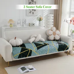 HOKIPO Green & Black Printed Polyester 1 Piece Sofa Cover-28