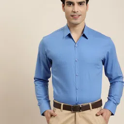 SOJANYA Men Blue Cotton Classic Regular Fit Cotton Formal Shirt-image-90