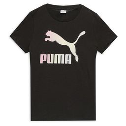Puma Girls CLASSICS Shiny Brand Logo Pure Cotton T-shirt-image-3