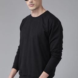 The Roadster Lifestyle Co Men Black Solid Relaxed Fit Sweatshirt-image-12