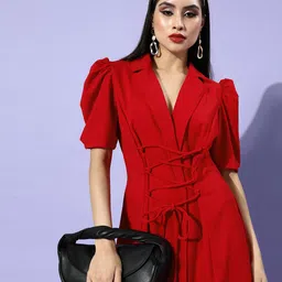 Athena Women Gorgeous Red Solid Dress-29