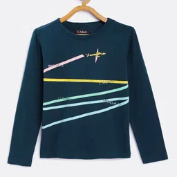 LAdore Boys Teal Striped Round Neck Pure Cotton T-shirt-image-44