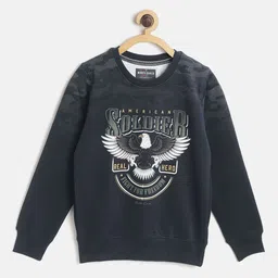Monte Carlo Boys Navy Blue & White Typography Print Sweatshirt-image-26