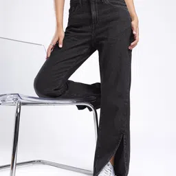 glitchez Women Slim Flared High-Rise Slit Jeans-image-78