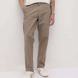 The Roadster Life Co. Men Pure Cotton Self Striped Relaxed Fit Trousers-image-56