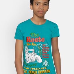 dongli Boys Sea Green Printed Round Neck T-shirt-image-98