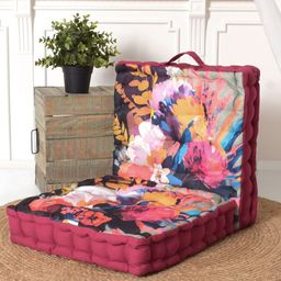 BLANC9 2-Pcs Pink & Blue Floral Printed Floor Cushion-19