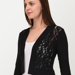 Espresso Black Solid Open Front Shrug image 4