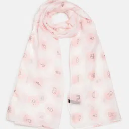J Style Girls White & Pink Quirky Printed Stole-image-15