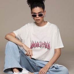 The Roadster Lifestyle Co. Women Printed Pure Cotton Oversized T-shirt-picture-25