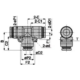 PISCO Union Tee Standard Type Φ6X4 mm PEG6-4C (Bag Of 10 Pcs)-43