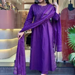 URMIR FASHION Women Ethnic Motifs Printed Tiered Kurta with Trousers & With Dupatta-picture-10