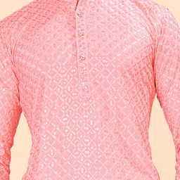 PulseIQ Men Embroidered Regular Sequinned Kurta with Pyjamas image 2