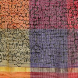 Dupatta Bazaar Multicoloured Floral Block Print Cotton Silk Dupatta image 2