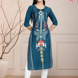 Moda Rapido Women Ethnic Motifs Printed Floral Crepe Kurta-picture-39