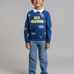 Ed-a-Mamma Boys Animal Printed Pullover Cotton Looper Sweatshirt-image-92