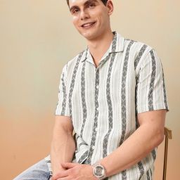 Mast & Harbour Striped Relaxed Fit Casual Shirt-image-68