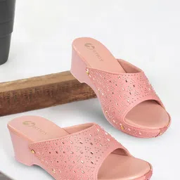 STICY Women Wedge Pumps with Laser Cuts-41