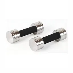 HackerX Set Of 2 Chrome Finish Steel Fixed Weight Dumbbells 2.5 kg Each image 4
